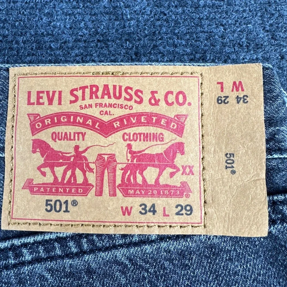 Levi's 501 Original Jeans Mens 34x29 Gray Washed Distressed Straight Leg NWT